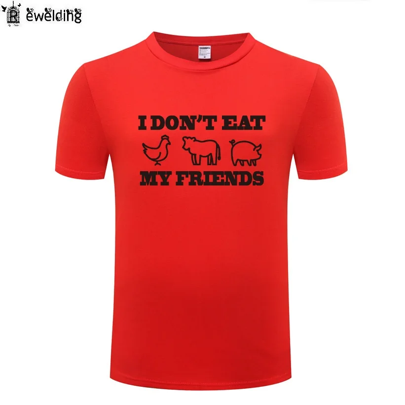 I Don't Eat My Friends - Vegan Vegetarian T Shirt Men Cotton Short Sleeve O Neck Man's Tshirt Streetwear Summer Top Tee Big Size |