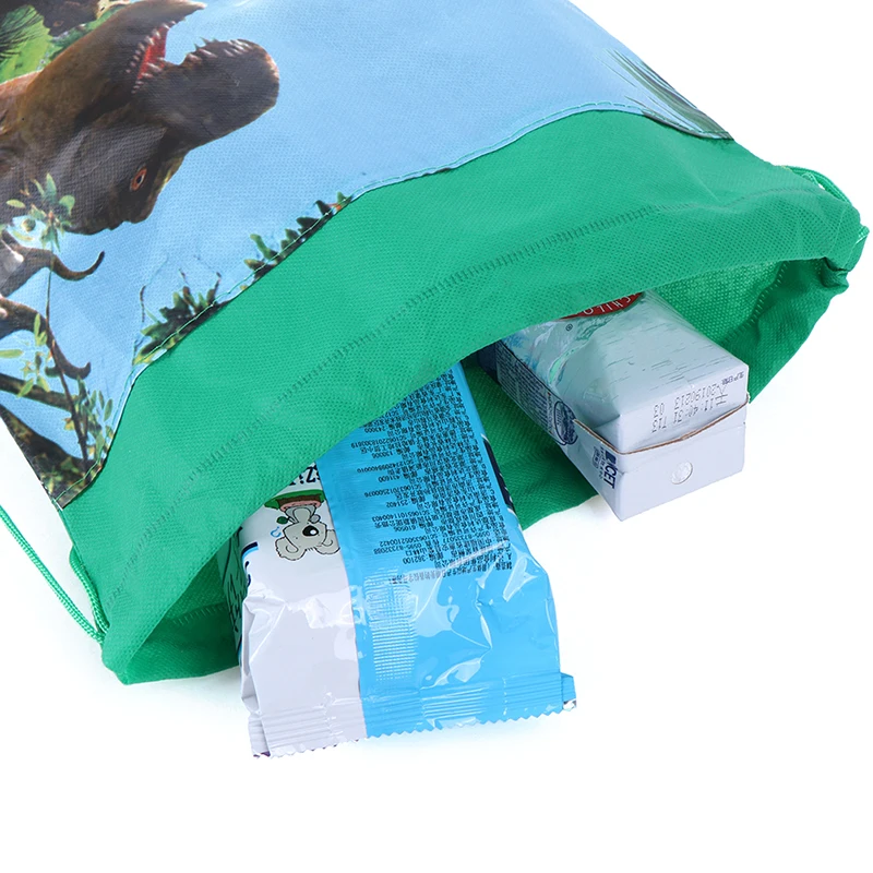 Non-woven Cartoon Cute Dinosaur Theme Decorate Fabric Baby Shower Drawstring Gifts Bags Birthday Party Boys Favors