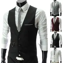 Fakuntn homens colete moda sólida decote em v sem mangas botões blazer plus size formal jaqueta de negócios para hombre
