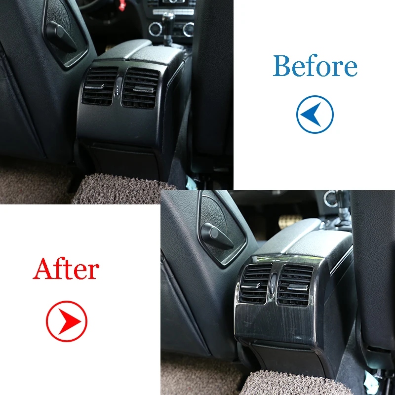 Черное дерево зерна для Mercedes Benz C Class W204 2008-2013 ABS автомобиль задний кондиционер вентиляционное отверстие декоративная рамка аксессуары