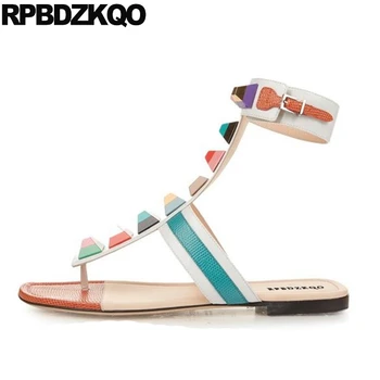 

genuine leather open toe big size fashion women sandals flat casual green high quality 2019 slingback shoes ankle strap large