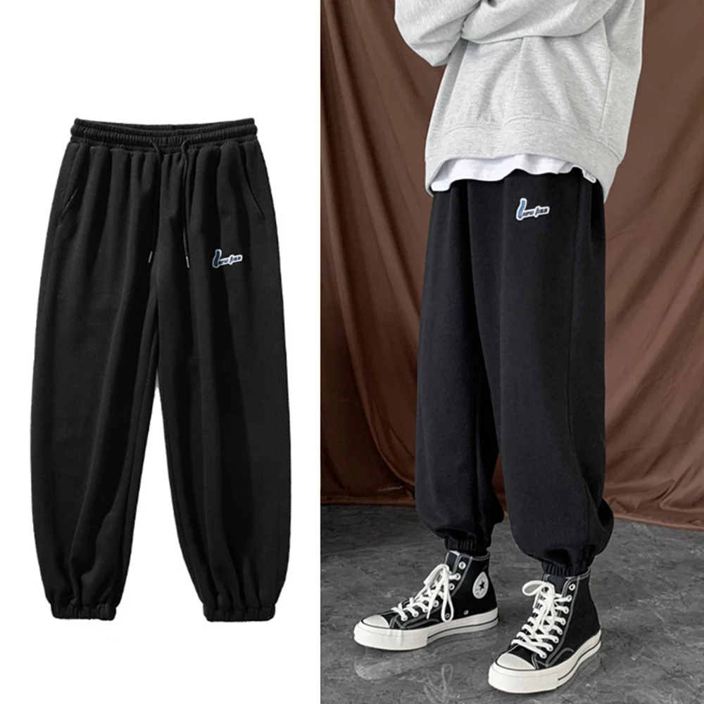 

Men Sports Running Pants Pockets Training Elastic Waist Jogging Casual Trousers Men Loose Sweatpants