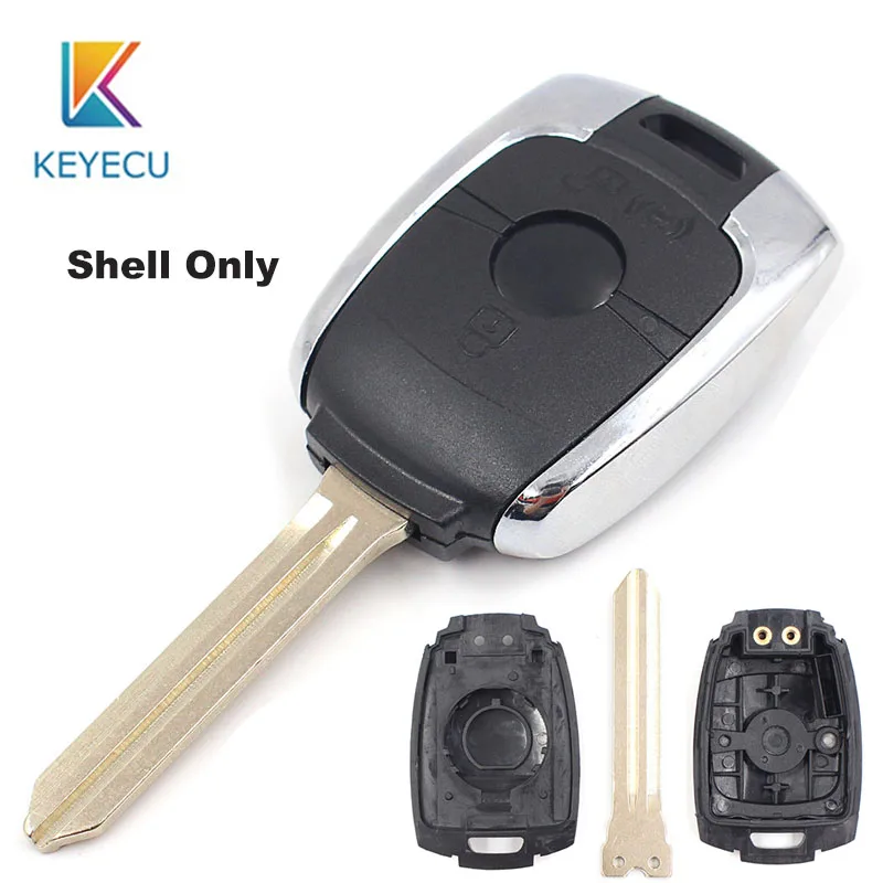 KEYECU 2 кнопки Замена дистанционного ключа оболочки чехол Fob Для SsangYong Actyon Kyron Rexton, Korando с невырезанным лезвием ключи автомобиля