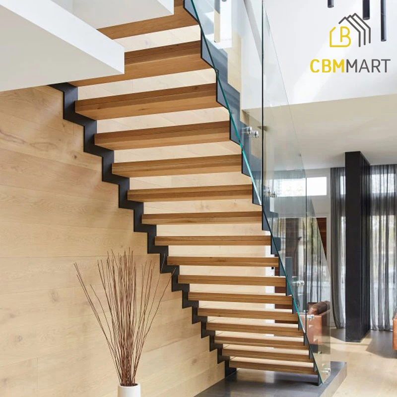 CBMMART изготовленные на заказ прямые стальные металлические лестницы с деревянной