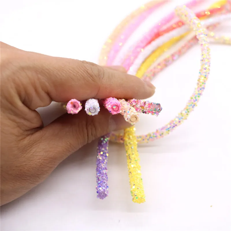 6mm Glitter Sequins Rhinestones Soft Tube Cord Rope String for DIY Clothing Shoes Hat Jewelry Bracelet Party Decoration 1 Yard