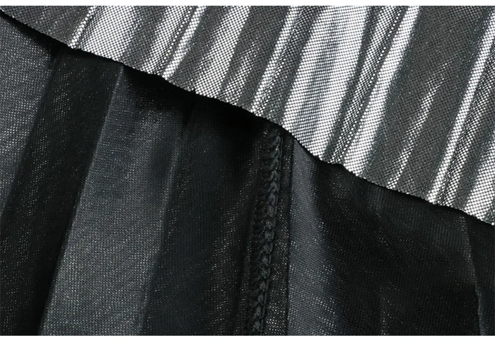 Surmiitro Silver Black And Gold Long Pleated Skirt Women Autumn Winter Korean High Waist A line Office Maxi Skirt Female