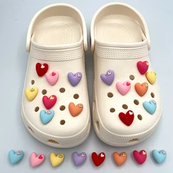 10PCS Original Lovely Colorful Red Heart Shaped Resin Shoe Pins  Decoration Fit Croc Clogs JIBZ Charms DIY Accessories Wholesale