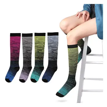 

new sports running riding gradient sports long tube compression socks calf socks breathable female men spring and summer socks