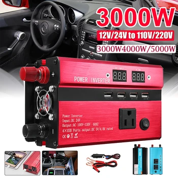 

Inverter 12V/24V To 110V/220V 3000W Peaks Car Power Inverter Voltage Transformer Converter Charger Solar Inversor