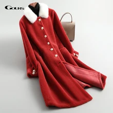 GOURS зимние женские шубы и куртки из натурального меха длинная