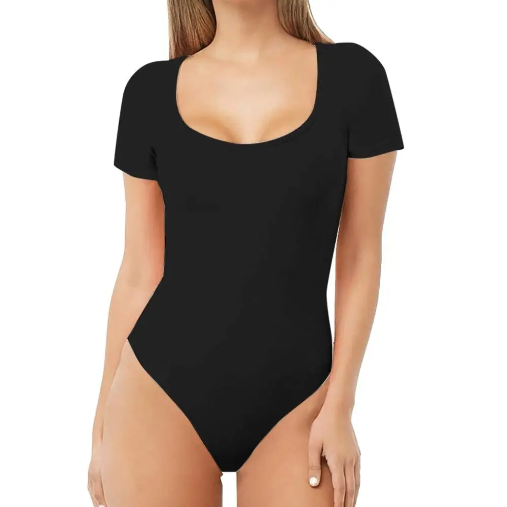 Women's Short Sleeve Casual Jumpsuit Tops Summer Comfort Scoop Neck Shirts Basic Bodysuits New Female Clothing 2019 | Женская одежда