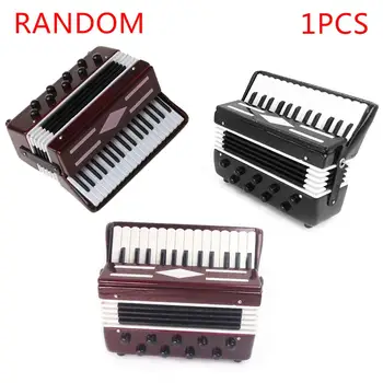 

1/12 Dollhouse Wooden Accordion Miniature Musical Instruments Model Collection