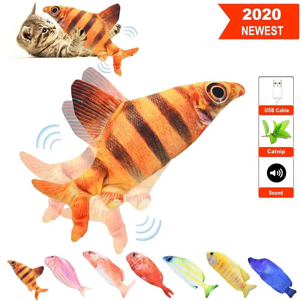 

Electric Moving Fish Toy for Cats USB Charging Interactive Dancing Wiggle Fish Catnip Toys Realistic Funny Flipping Wagging Toy
