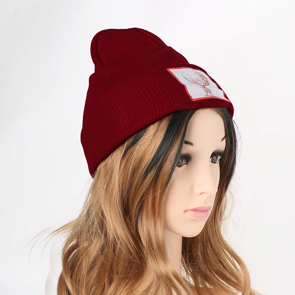 Серые Зимние трикотажные шапки женские лося хлопковые шапки-бини Skullies тонкая теплая шапка для мужчин с манжетами без козырьков повседневные однотонные шапки хедж