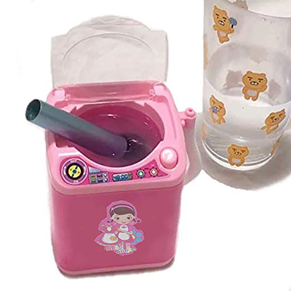  Kids Pretend Play Washing Machine Toy Automatic Cleaning Washing Machine Makeup Brush Cleaner Toys 