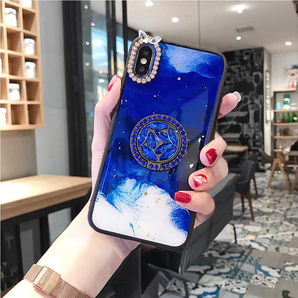 blue3 Для samsung Galaxy A80 A90 A70 A60 A50 A50S A30S A40 A30 A20 A10 M40 M10 с модным узором Мягкая подставка со стразами гелевый Чехол для телефона чехол - Цвет: blue3