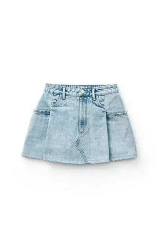 Light blue Летняя синяя джинсовая юбка с высокой талией, Женская Повседневная мини-юбка трапециевидной формы с карманами - Цвет: Light blue