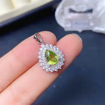 

Uloveido 7*9mm Natural Peridot Pendant Necklace for Women, 925 Sterling Silver, August Birthstone Jewelry FN200917