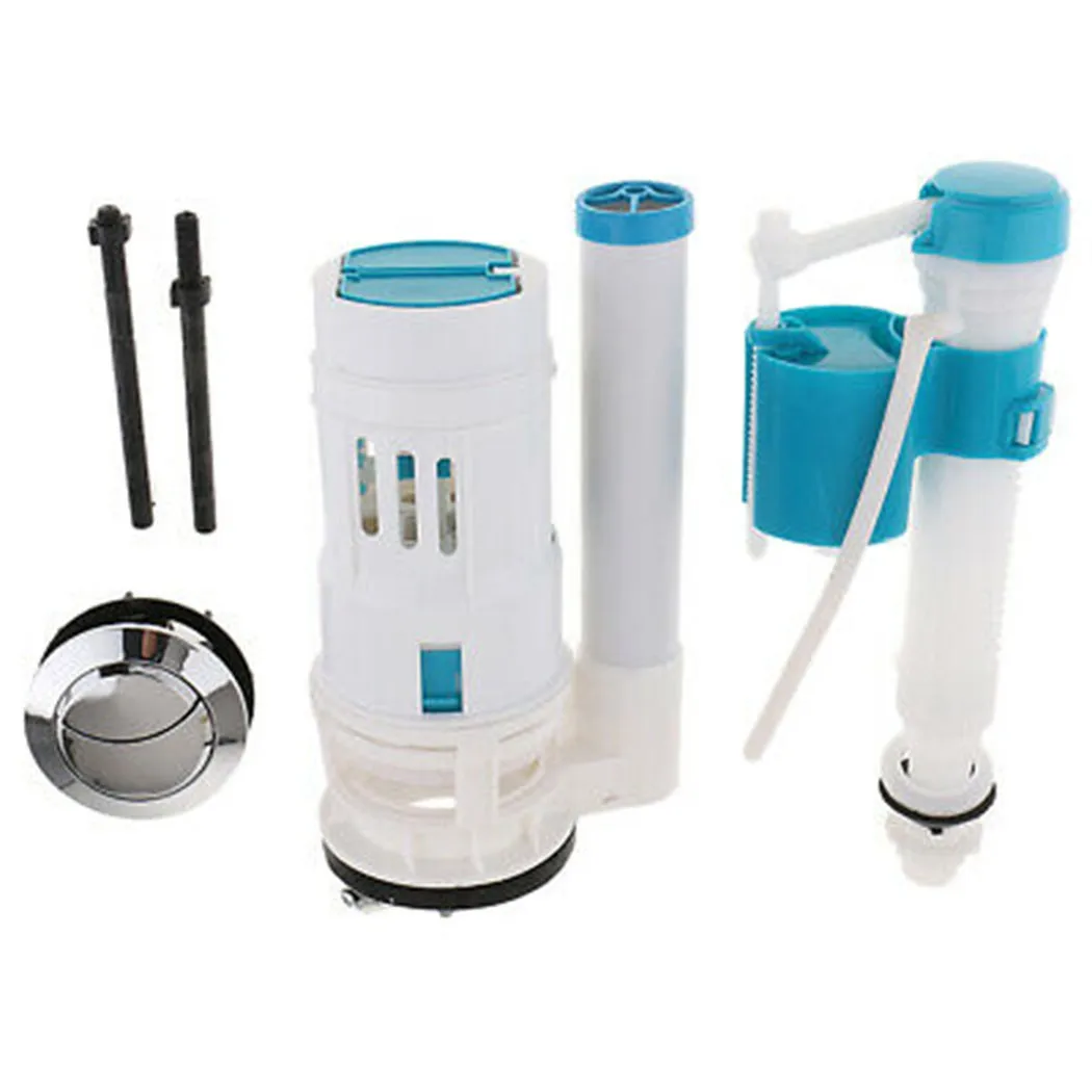 Toilet Tank Filling Valve Drain Flush Button Set Repair Bathroom Fixture