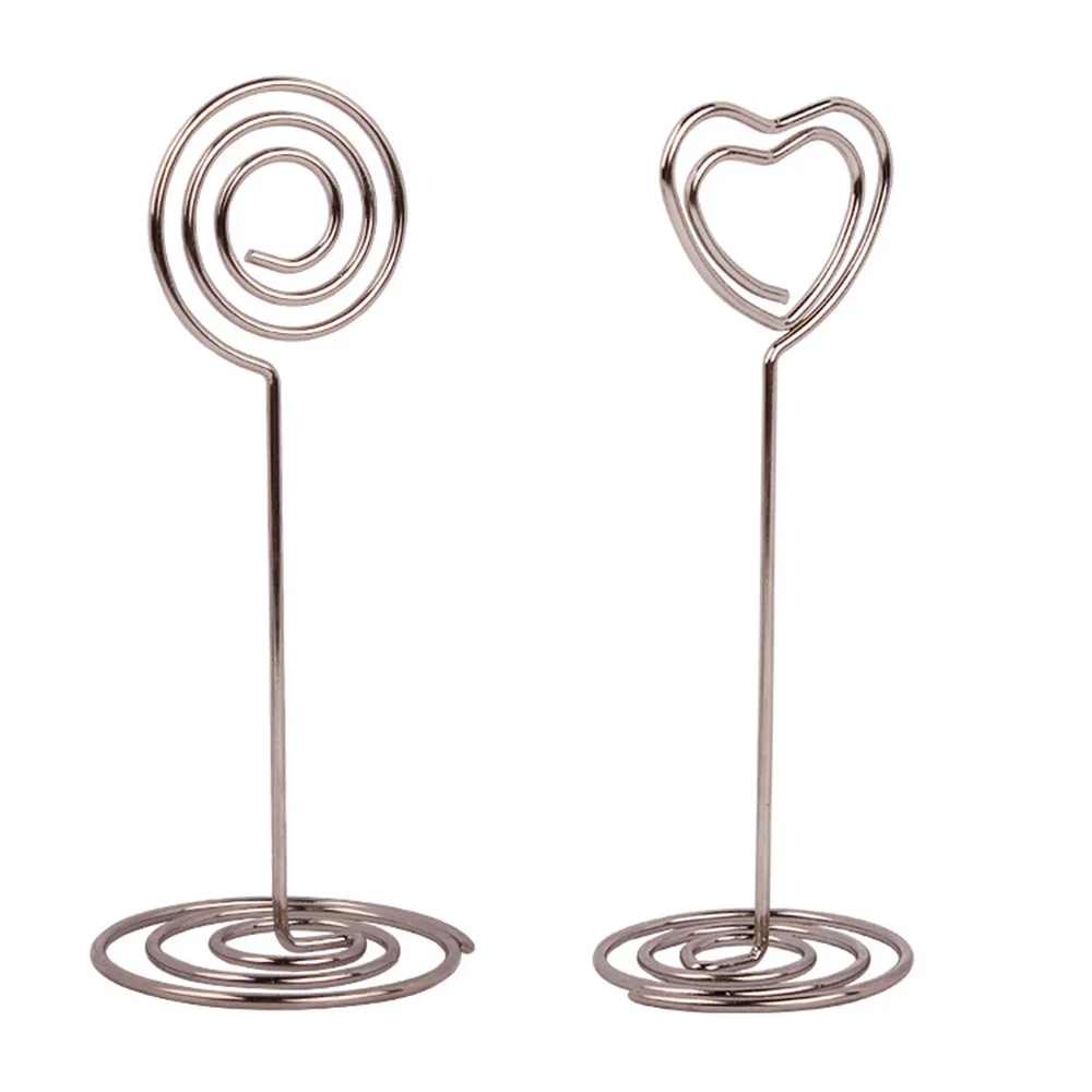 10pcs Heart Star Round Table Number Name Place Cards Holders Stands Menu Clips