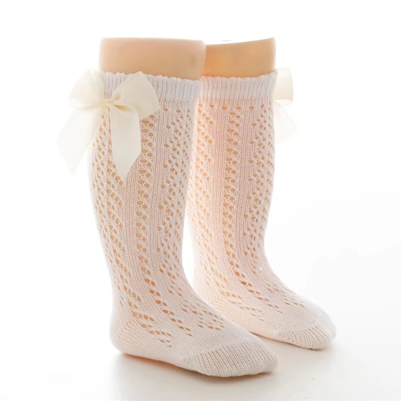 0-7 Years Summer Kids Socks Bow Baby Girls Long Sock Knee High Cotton Hollow Out Toddlers Socks Mesh Children Princess Sock cotton socks children socks cotton knee socks