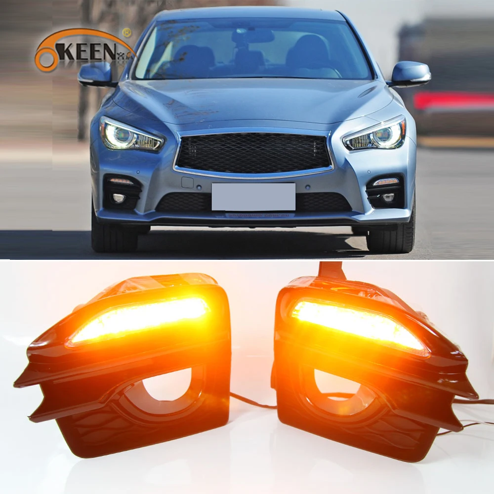 2 шт. для Infiniti Q50 спортивные 2014 2015 2016 2017 светодиодный дневного света желтый сигнал