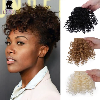 

LUPU Curly Fringe Clips In Bangs High Temperature Fiber Hairpieces Natural Black Synthetic Hair Extensions