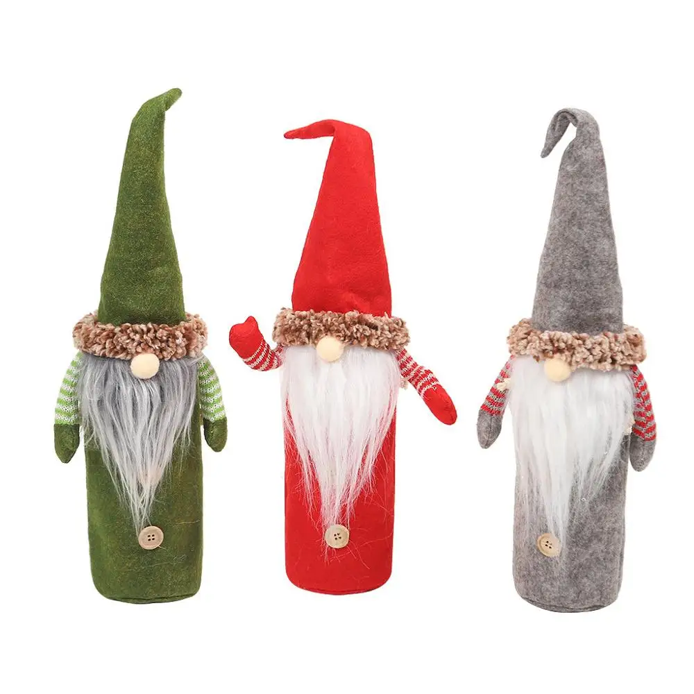 3pcs Merry Christmas Santa Wine чехол для бутылки Рождественский фестиваль вечерние Декор Стола Подарок безликая Рождественская Кукла крышка для бутылки с красным вином - Цвет: 3pcs