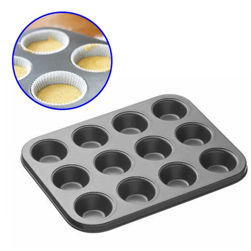 

1X Baking Mold Carbon Steel Square Cupcake Tray Mold Non Stick Muffin Cookie Baking Mould Pan