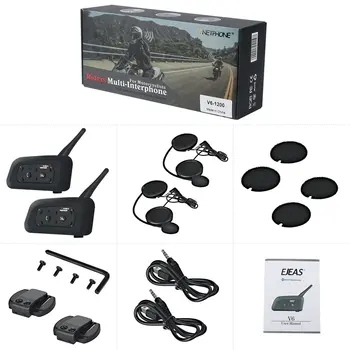 

2 pcs Motorcycle Bluetooth Intercom Headset 1200m Intercom Communication Range Helmet Intercom Intercom Between 6 Motorcyclists