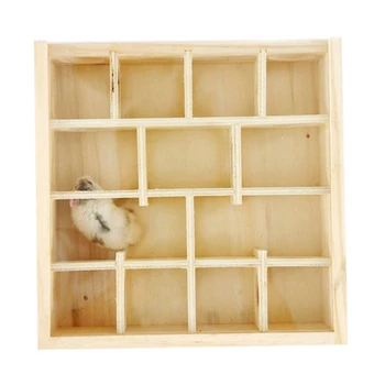 

Pet Hamster Maze Box Wooden Tunnel Toy with Glass Lid Small Animals Rat Mouse Cage Tunnel Maze Hideout Playing Toy Supplies