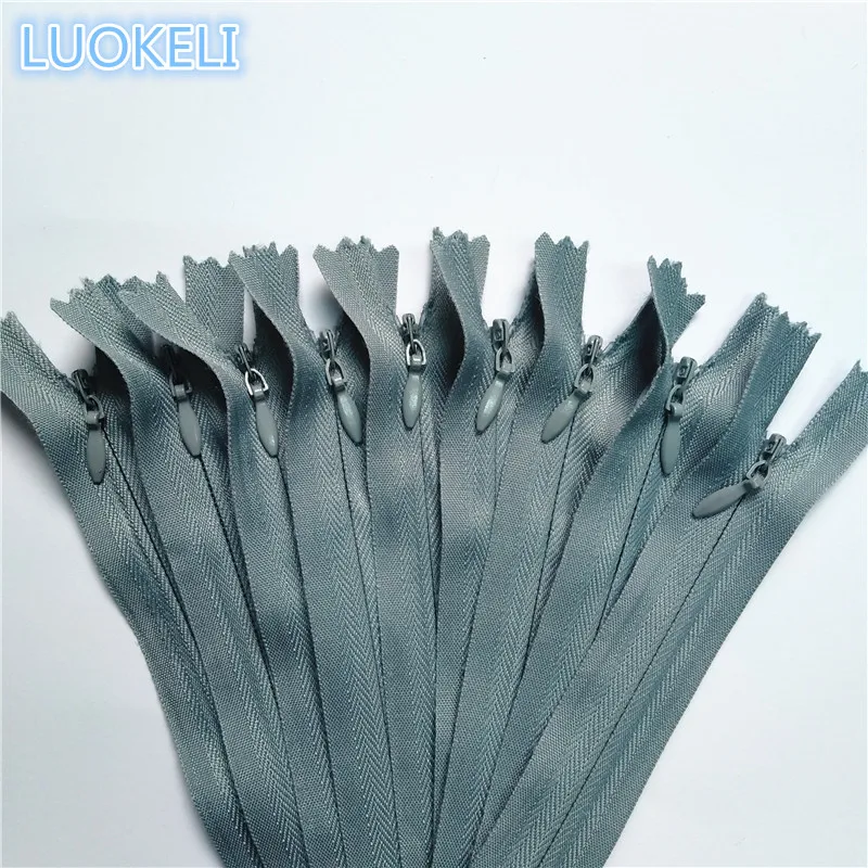 Gray 20 шт 3# скрытая молния 30-50 см(12-20 дюймов) Портной процесс шитья многоцветный опционально - Цвет: Gray