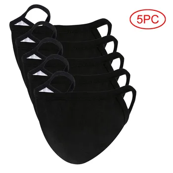 

5PC Unisex Protection Fashion Black Mask For Dust Outdoor Sports Mouth Cover mondkapjes wasbaar Washable Reusable Windproof Mask
