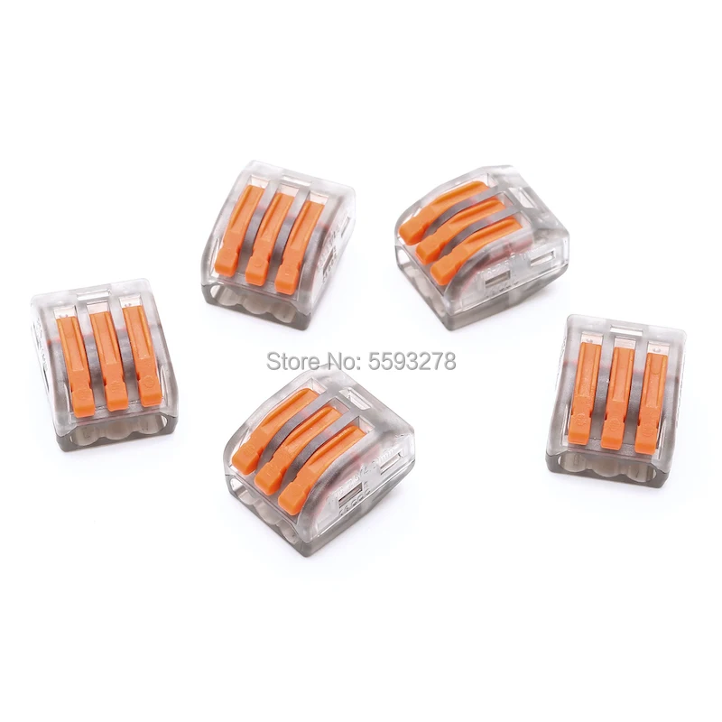 

100PCS/LOT Free Shipping 222-413 Wiring-Connectors Conductor-Terminal-Block With Lever 28-12 AWG Compact-Wire PCT-213