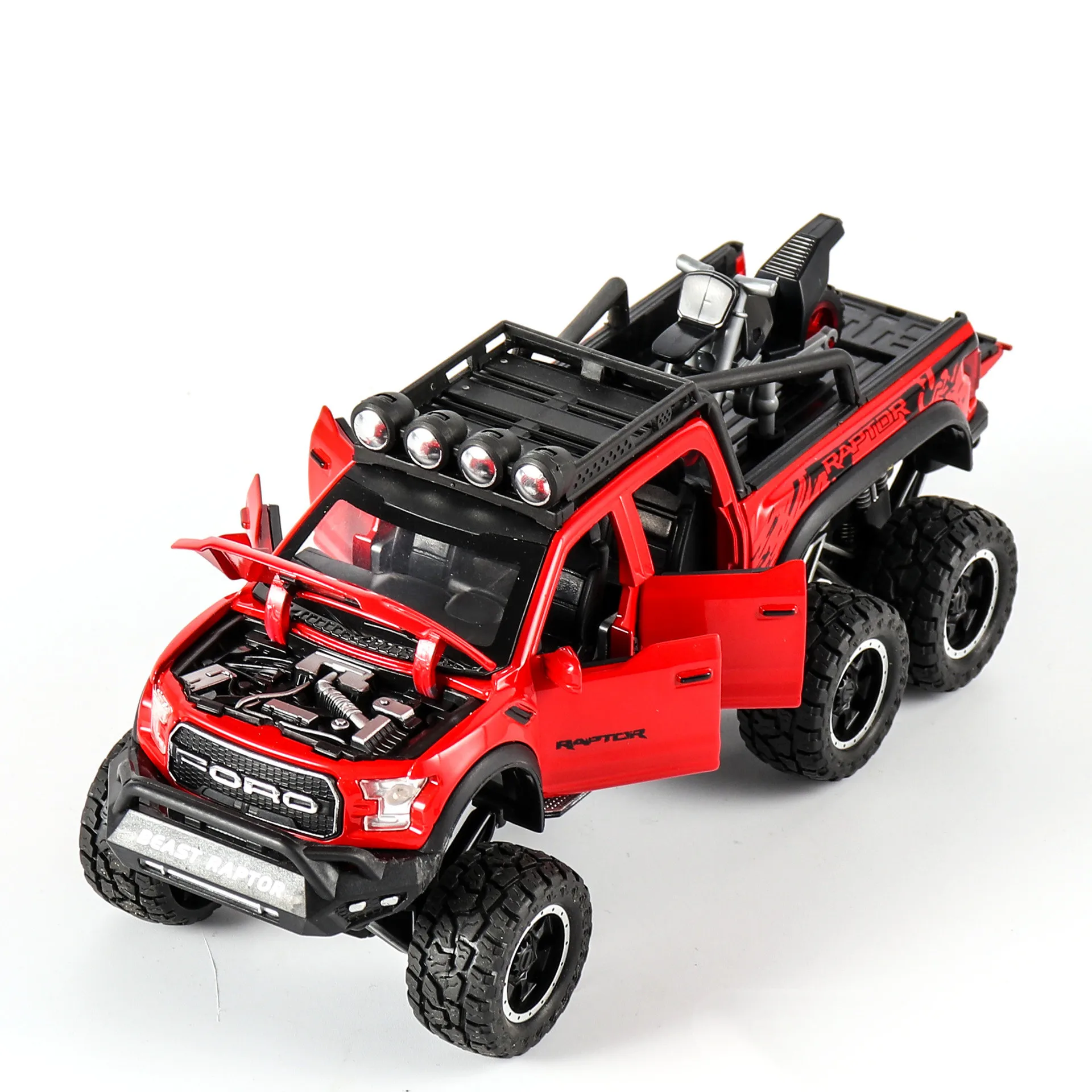Горячая Распродажа 1:28 Новинка Ford F150 Raptor модель сплава литье под давлением звук и