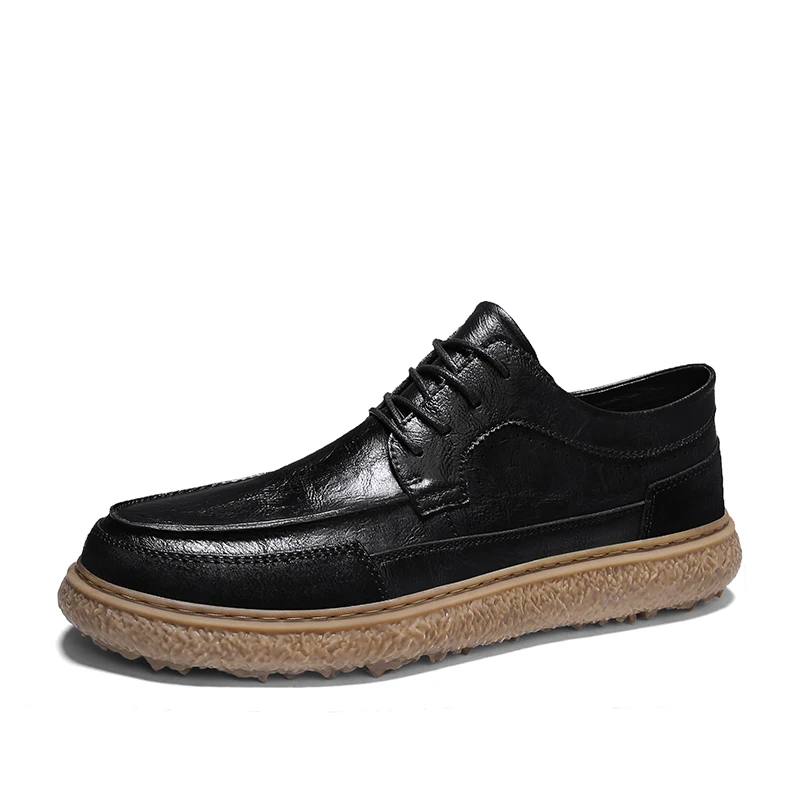 Брендовые мужские Кожаные броги на шнуровке; Легкие модельные туфли в британском стиле; мокасины в официальном стиле из натуральной кожи; zapatos hombre - Цвет: Black