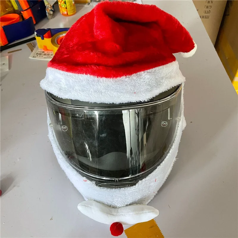 Plush Creative Santa Hat Motorcycle Helmet Cover Christmas Style Helmet Cover