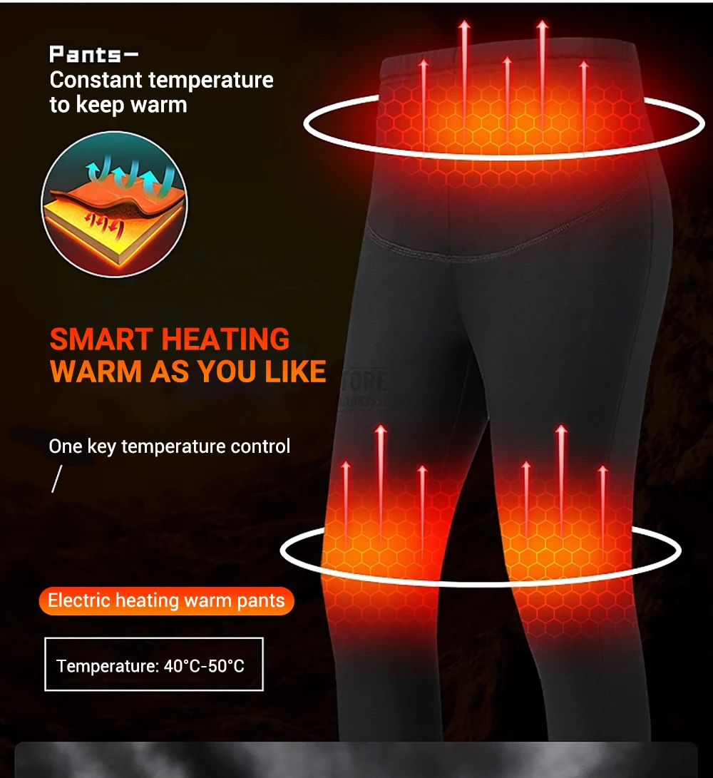 protective gear HEROBIKER Heating Underwear Winter Autumn Heated Thermal Underwear Set USB Electric Heating Long Johns Fleece Pajamas Skiing Vintage Helmet Motorcycle