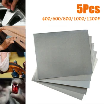 

5 Pieces Set 28x23cm Silicon Carbide Wet Dry Sandpaper 400 600 800 1000 1200 Grit Sand Papers Abrasive Tools