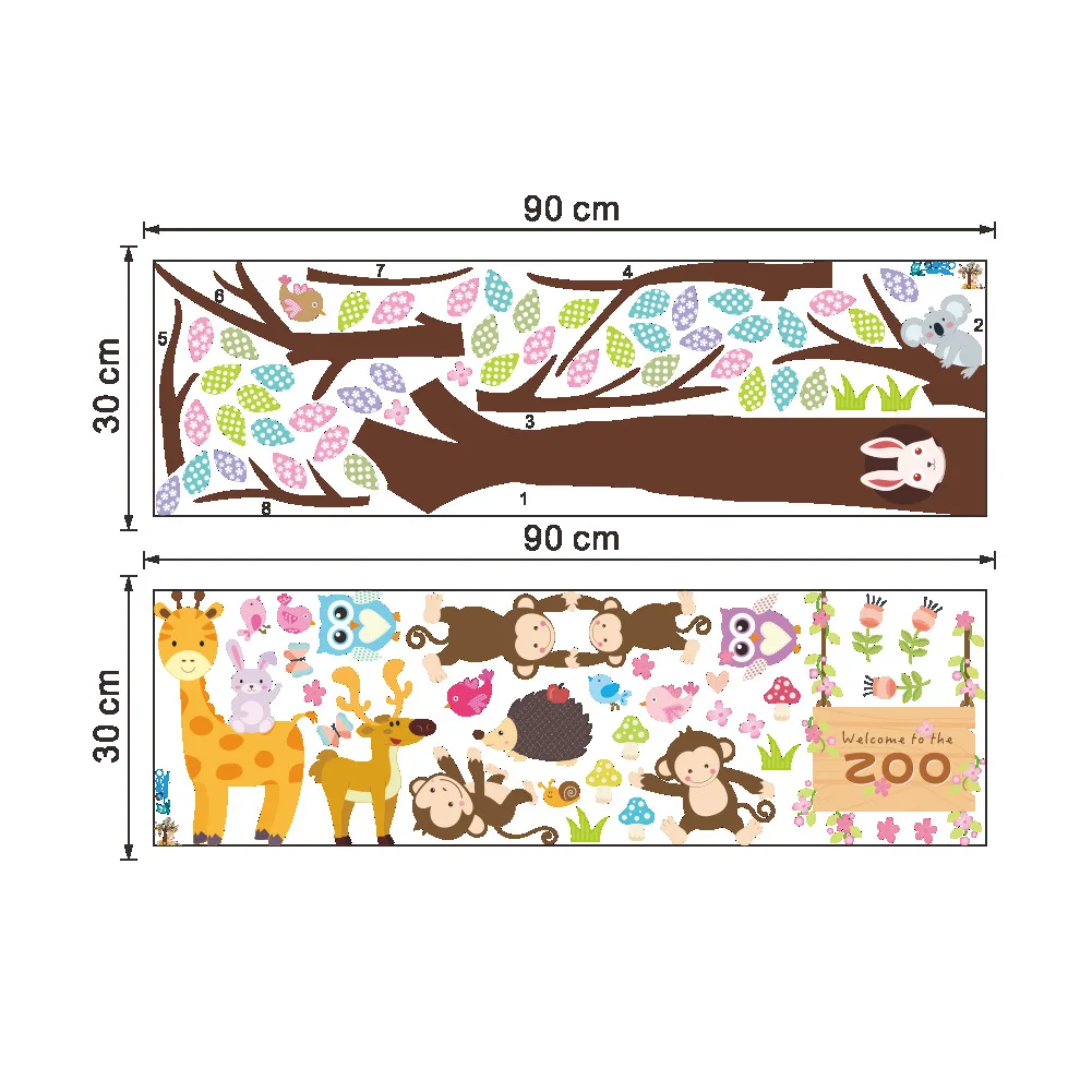 171-Foreign Trade Creative Cartoon Monkey Tree Kindergarten Environment Decoration Living Room Television Background Wall Adhesi