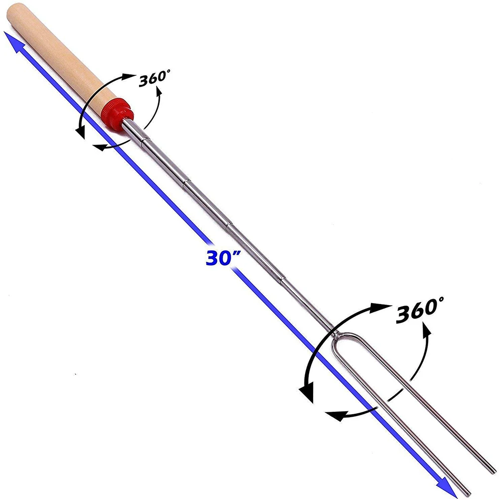 8 шт. Открытый Кемпинг пикника барбекю деревянная ручка u-образная вилка телескопические шампуры легко использовать