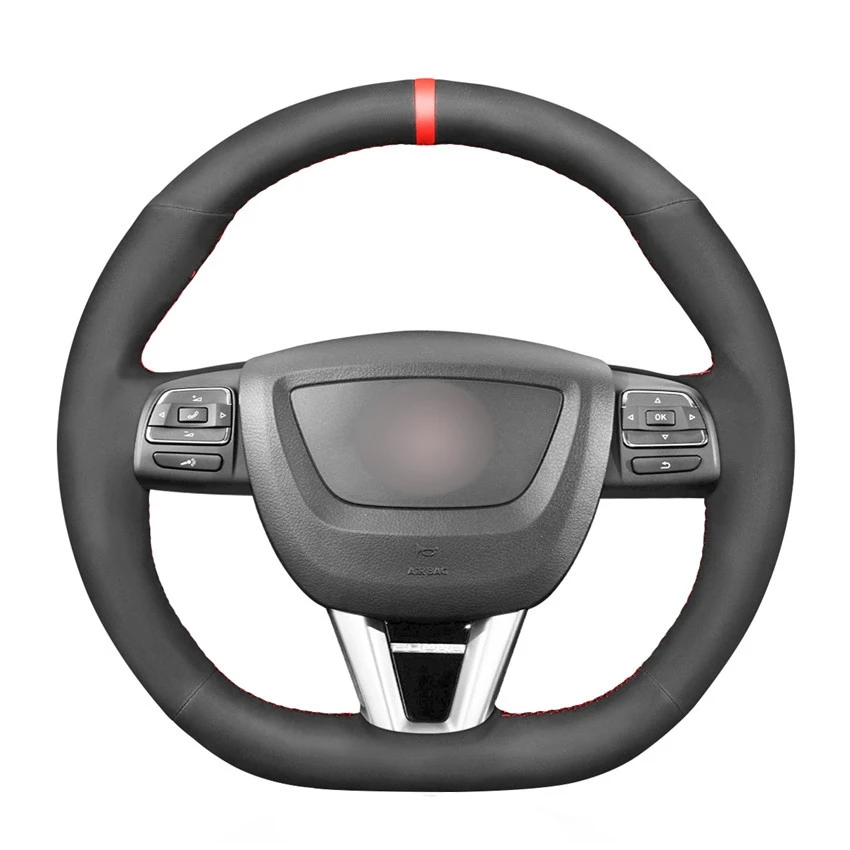 

Рука сшитый черный натуральная кожа чехол рулевого колеса автомобиля для Seat Leon (FR | CUPRA) MK2 1P 2009 2010 2011 2012