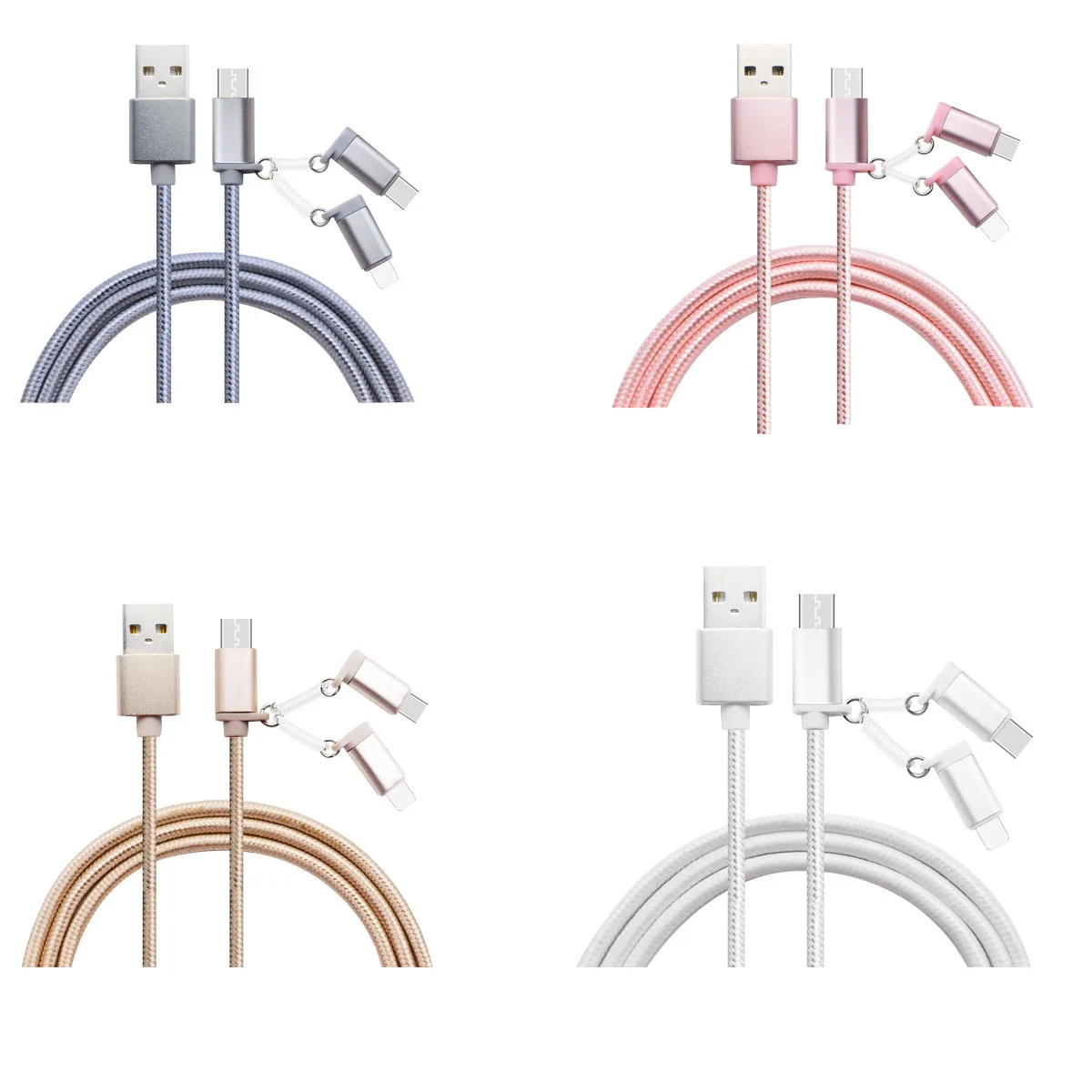3 в 1 микро USB кабель 1 м Быстрая зарядка кабель для передачи данных типа C для Iphone X samsung S8 Xiaomi Redmi многофункциональная зарядка USB