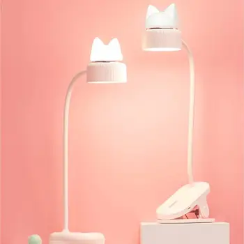 

New Adorable Cat LED Table Lamp Bed Reading Light With Clip Warm Night Light Rechargeable 360 Flexible Eye Protection Office