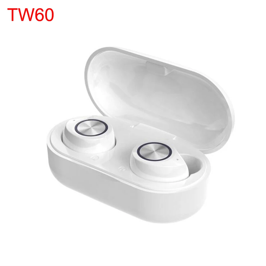 Модные мини беспроводные Bluetooth наушники цвета Макарон TWS 5,0 глубокий бас Bluetooth наушники стерео наушники с микрофоном - Цвет: TW60 white