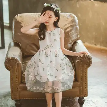 

Girls Summer Dresses 2020 Size 8/9 Girls Summer Dress Embroidered Princess Dress Children Fashion Net Little Girl 8 Years Old
