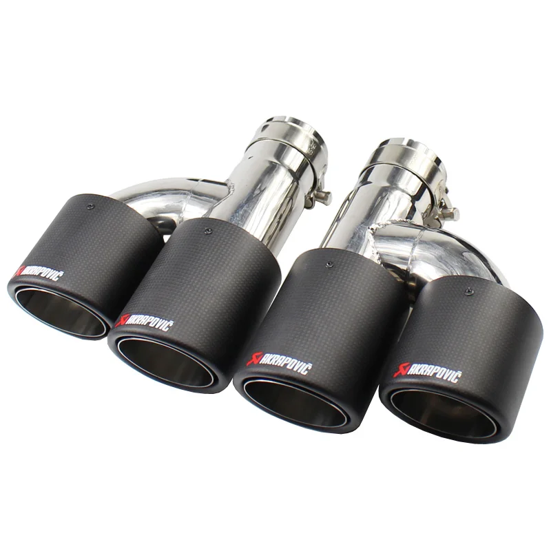 

2PCS: Universal Car Carbon Fiber Akrapovic Exhaust Muffler Tip Dual Tips Outlet 89mm (3.5 inch) Inlet 51mm 54mm 57mm 60mm 63mm