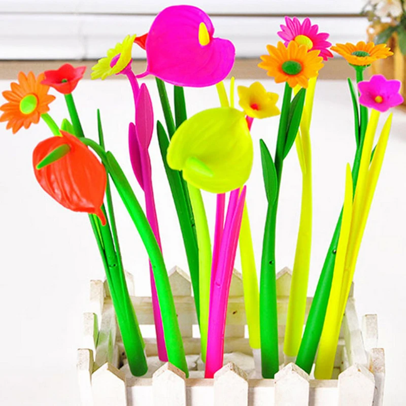 

10 Pcs Cute Korean Flowers Gel Pen Ballpoint Pen Office Supplies Stationery Student learning stationery