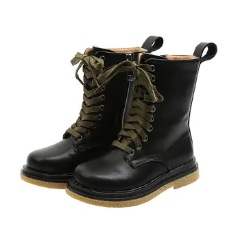 

Autumn 2020 new children's Martin boots short boots girls high boots street fashion lace up simple kids outdoor fashion boots