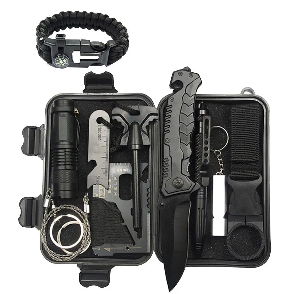 

SOS Plastic Box Survival Emergency Tools Survival Kit Black Practical A8 Outdoor Outdoor Survival Set Durable Sport